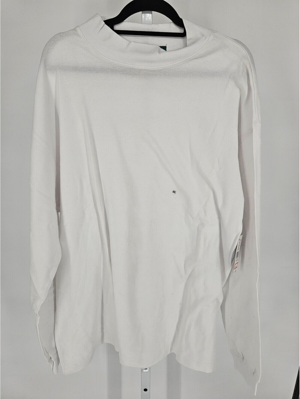 Claybrooke Mens Sz XXL Long Sleeve Mock Neck T Shirt 100% Cotton White NEW